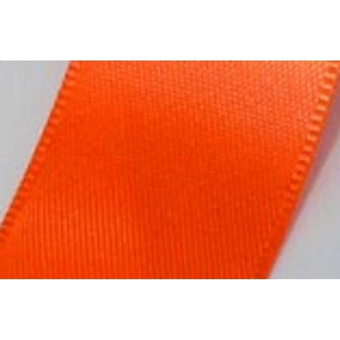 15mm x 20m Double Faced Poly Satin Ribbon Roll - Flo Orange