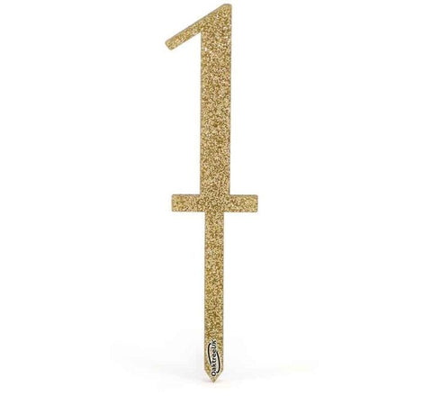 No.1 Acrylic Sparkling Fizz gold cake topper