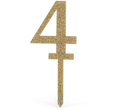 No.4Acrylic Sparkling Fizz gold cake topper