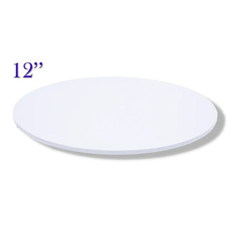 12" Glossy White Round Premium Masonite (MDF) Cake Board Drum 3mm
