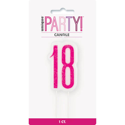 Glitz Pink 18 Numeral Candle