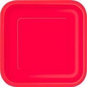 9" Ruby Red Square Paper Plates (Pack of 14)