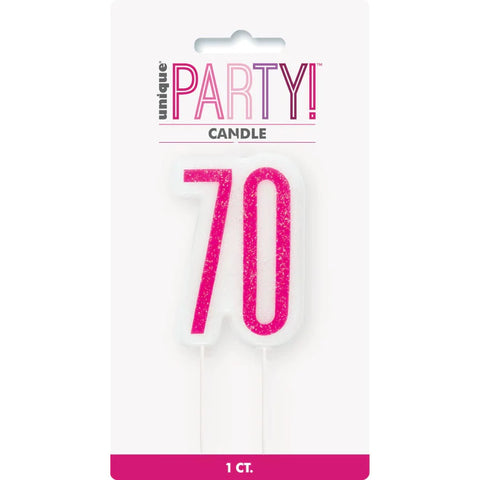 Glitz Pink 70 Numeral Candle