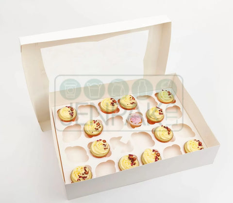 Mini Window White Cupcake Box Holds 24 - (Pack of 25)