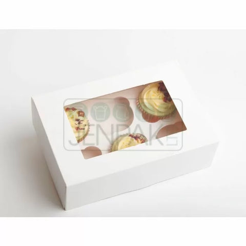 Standard Window White Cupcake Box Holds 6 - (Pack of 25)