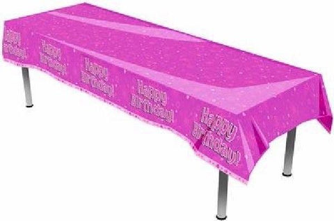 Happy Birthday Pink Plastic Tablecover