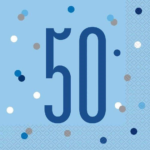 50th Blue Napkins (Pack of 16)