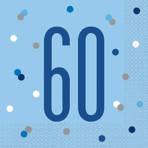 60th Blue Napkins (Pack of 16)