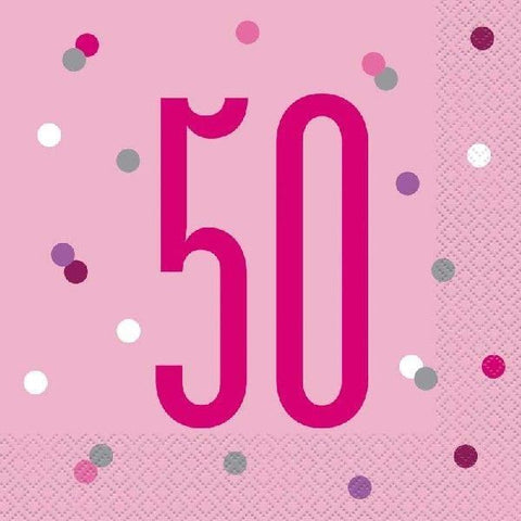 50th Pink Napkins (Pack of 16)