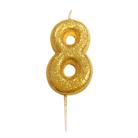 Age 18 Glitter Numeral Moulded Candle Gold