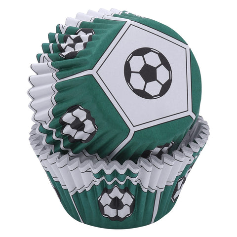 Deep Fill Foil Lined Baking Cases - Green Football Print (Pack of 30)