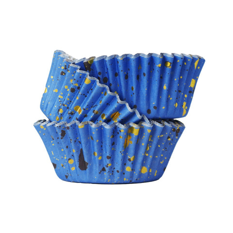 Blue and Gol Flecks Cupcake Cases (Pack of 30)
