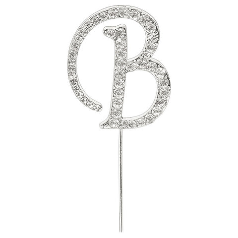 Diamante Letter "B" on Stem Cake Topper - 4.5cm