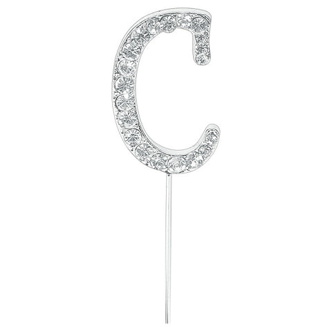Diamante Letter "C" on Stem Cake Topper - 4.5cm