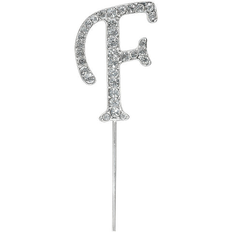 Diamante Letter "F" on Stem Cake Topper - 4.5cm