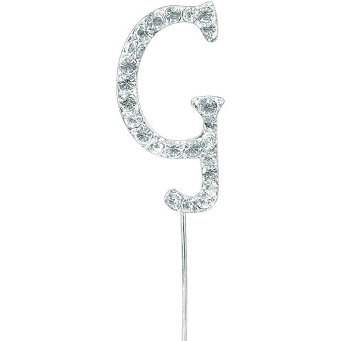 Diamante Letter "G" on Stem Cake Topper - 4.5cm