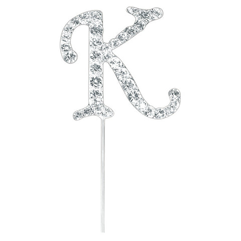 Diamante Letter "K" on Stem Cake Topper - 4.5cm