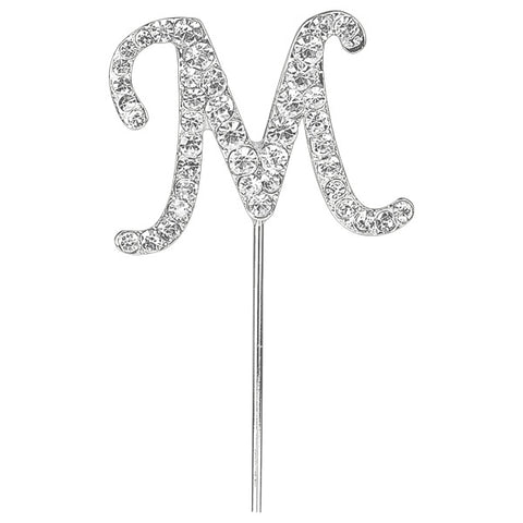 Diamante Letter "M" on Stem Cake Topper - 4.5cm