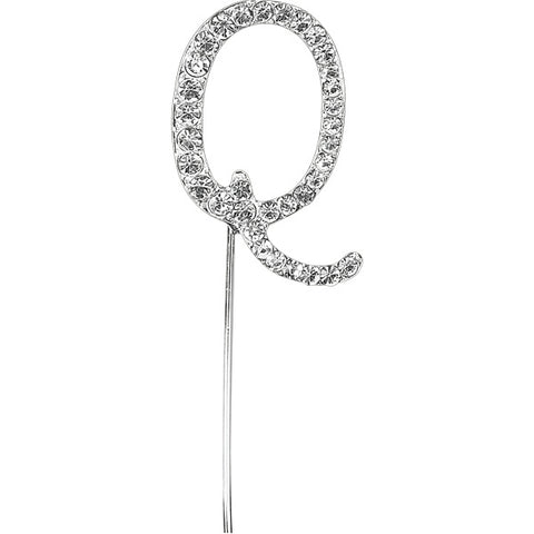 Diamante Letter "Q" on Stem Cake Topper - 4.5cm
