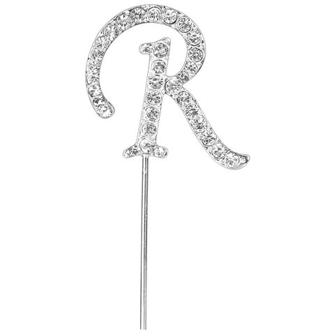 Diamante Letter "R" on Stem Cake Topper - 4.5cm