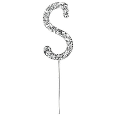 Diamante Letter "S" on Stem Cake Topper - 4.5cm