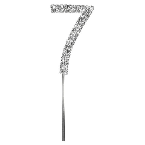 Diamante Number 7 on Stem Cake Topper - 4.5cm