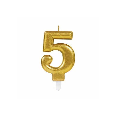 Gold 5 Birthday Candle