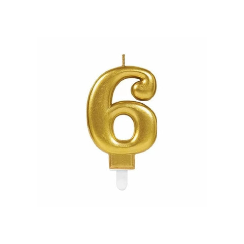 Gold 6 Birthday Candle