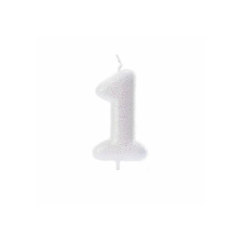 Numeral Moulded Pick Candle - Iridescent White - 1