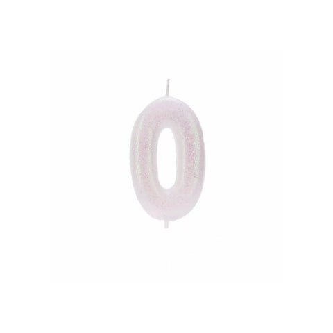Numeral Moulded Pick Candle - Iridescent White - 0
