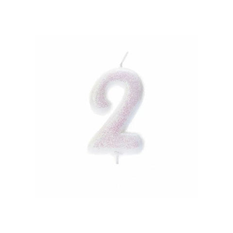 Numeral Moulded Pick Candle - Iridescent White - 2