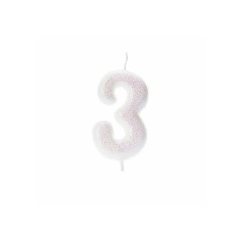Numeral Moulded Pick Candle - Iridescent White - 3