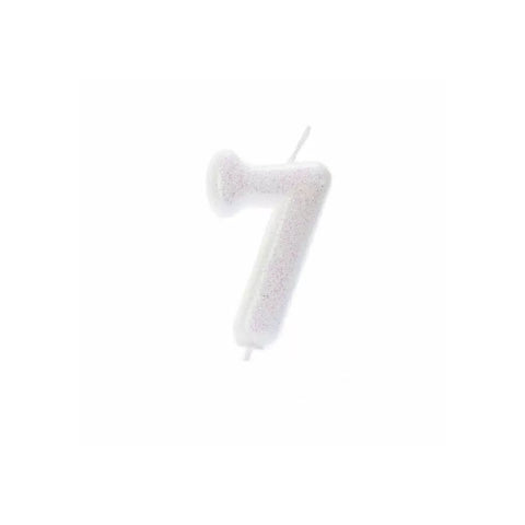 Numeral Moulded Pick Candle - Iridescent White - 7