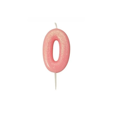 Numeral Moulded Pick Candle - Pink - 0