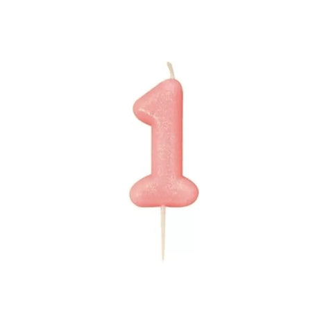 Numeral Moulded Pick Candle - Pink - 1