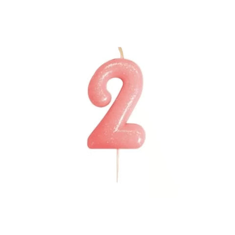 Numeral Moulded Pick Candle - Pink - 2