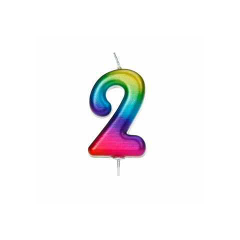 Numeral Moulded Pick Candle - Rainbow - 2