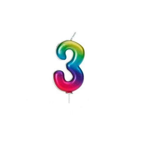 Numeral Moulded Pick Candle - Rainbow - 3