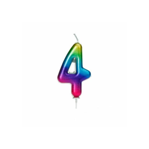 Numeral Moulded Pick Candle - Rainbow - 4