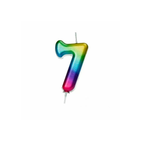 Numeral Moulded Pick Candle - Rainbow - 7