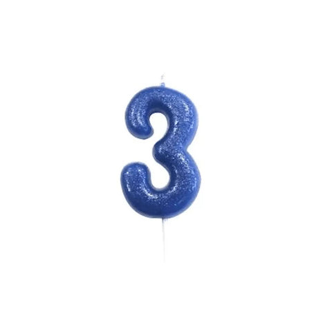 Numeral Moulded Pick Candle - Royal Blue - 3