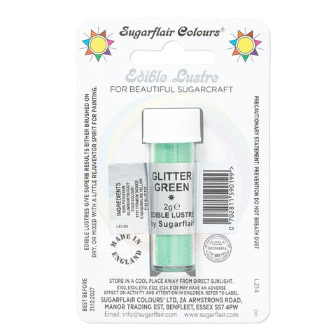 Sugarflair Edible Lustre - Glitter Green 2g