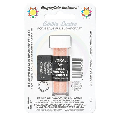 Sugarflair Edible Lustre Glitter - Coral 2g
