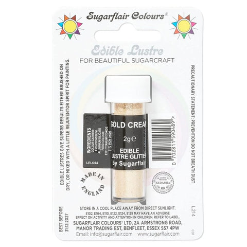 Sugarflair Edible Lustre Glitter - Gold Cream 2g
