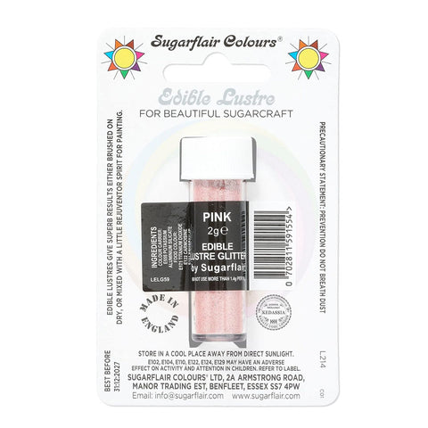 Sugarflair Edible Lustre Glitter - Pink 2g