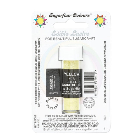 Sugarflair Edible Lustre Glitter - Yellow 2g
