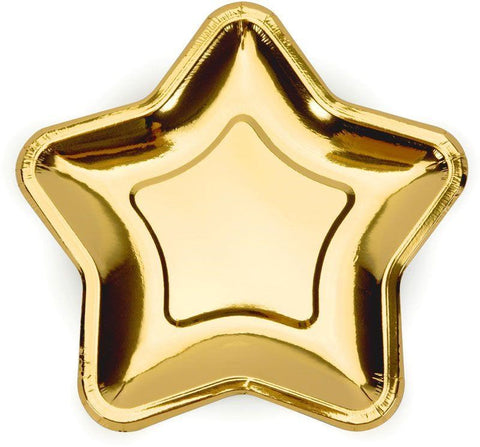 Gold Star Shaped Paper Plates (Pack of 6)
