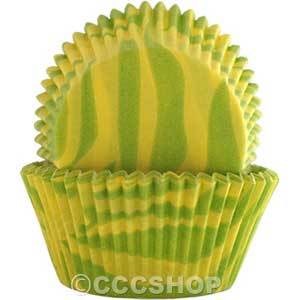 Yellow and Lime Tiger Stripe Cupcake Cases Pack of 45 -