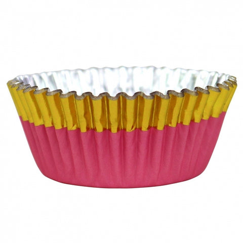 Cupcake cases Foil Lined - Pink with Gold Foil Trim (30pk) []