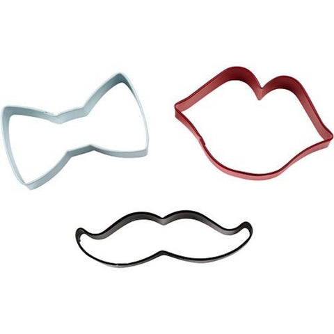 Wilton Tie Mustache and Lips Cookie Cutter Set